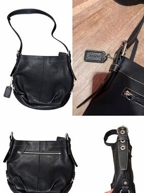 Coach Black Pebbled Leather Shoulder Hobo